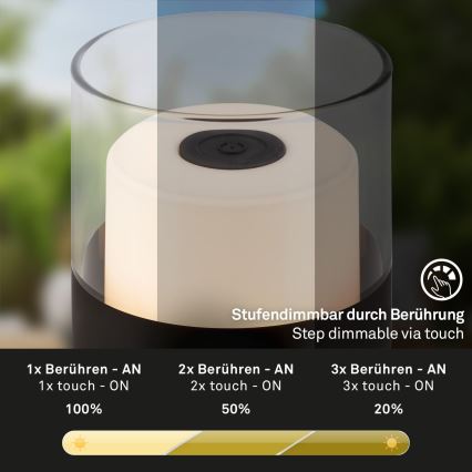 Brilo - LED zatemnjiva zunanja polnilna namizna svetilka LILET LED/2W/5V IP44