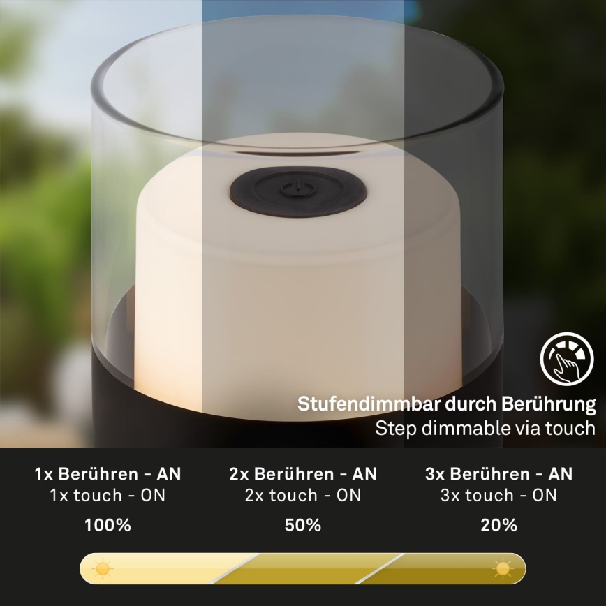 Brilo - LED zatemnjiva zunanja polnilna namizna svetilka LILET LED/2W/5V IP44