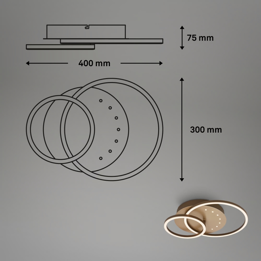 Brilo - LED zatemnljivo stropno svetilo LED/26W/230V 3000K rjava