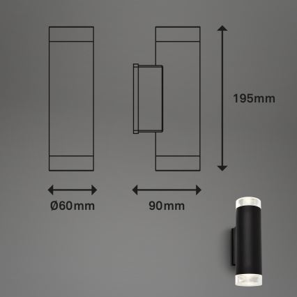 Brilo - LED Zunanja stenska svetilka 2xGU10/4,7W/230V IP44 4000K črna