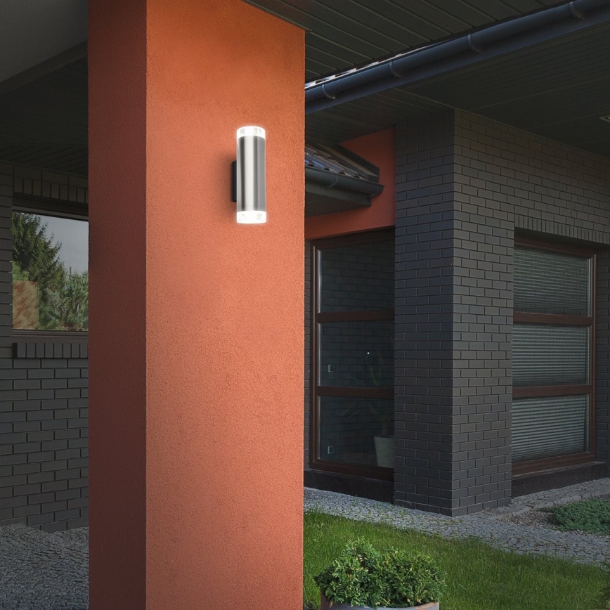 Brilo - LED Zunanja stenska svetilka 2xGU10/4,7W/230V IP44 4000K mat krom