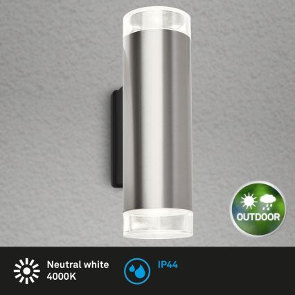 Brilo - LED Zunanja stenska svetilka 2xGU10/4,7W/230V IP44 4000K mat krom