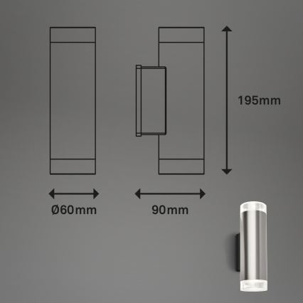 Brilo - LED Zunanja stenska svetilka 2xGU10/4,7W/230V IP44 4000K mat krom
