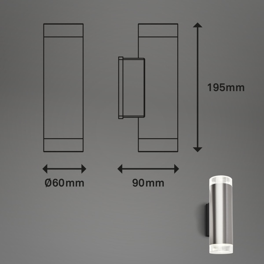 Brilo - LED Zunanja stenska svetilka 2xGU10/4,7W/230V IP44 4000K mat krom