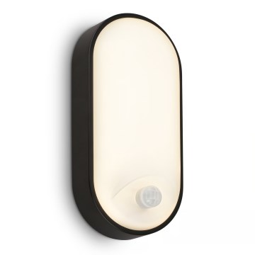 Brilo - LED zunanja stenska svetilka s senzorjem gibanja in mraka RUCH LED/12W/230V IP65 črna