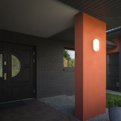 Brilo - LED zunanja stenska svetilka s senzorjem gibanja in senzorjem teme RUCH LED/12W/230V IP65 bela