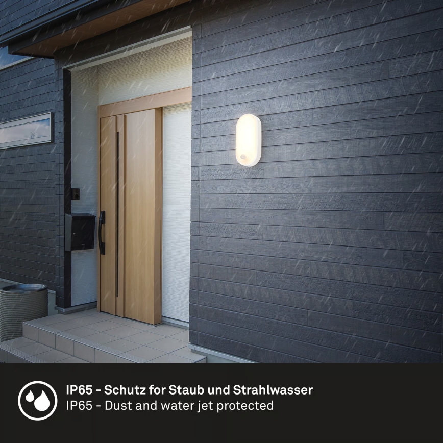 Brilo - LED zunanja stenska svetilka s senzorjem gibanja in senzorjem teme RUCH LED/12W/230V IP65 bela