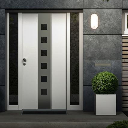 Brilo - LED zunanja stenska svetilka s senzorjem gibanja in senzorjem teme RUCH LED/12W/230V IP65 bela