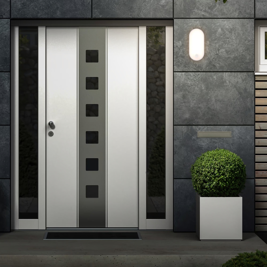 Brilo - LED zunanja stenska svetilka s senzorjem gibanja in senzorjem teme RUCH LED/12W/230V IP65 bela