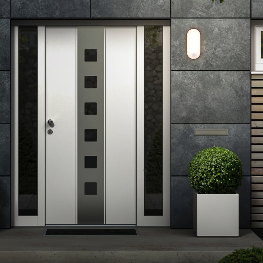 Brilo - LED zunanja stenska svetilka s senzorjem gibanja in mraka RUCH LED/12W/230V IP65 črna