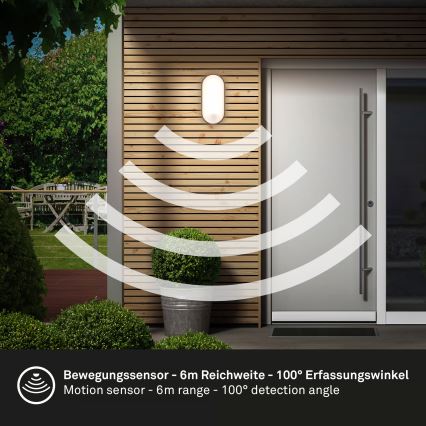 Brilo - LED zunanja stenska svetilka s senzorjem gibanja in mraka RUCH LED/12W/230V IP65 črna