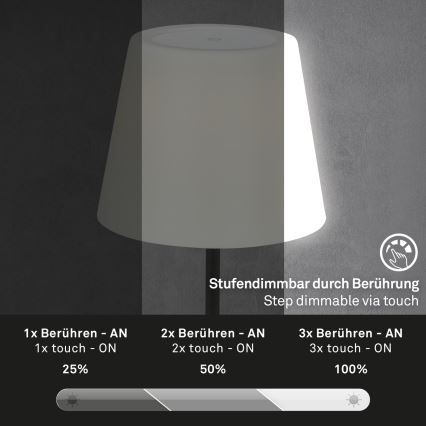 Brilo - LED Zunanja zatemnitvena polnilna svetilka LED/3W/5V IP44 2000 mAh