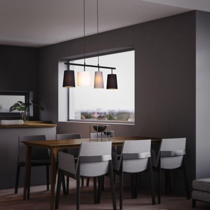 Brilo - Lestenec na kablu 4xE27/40W/230V črna/siva/bela