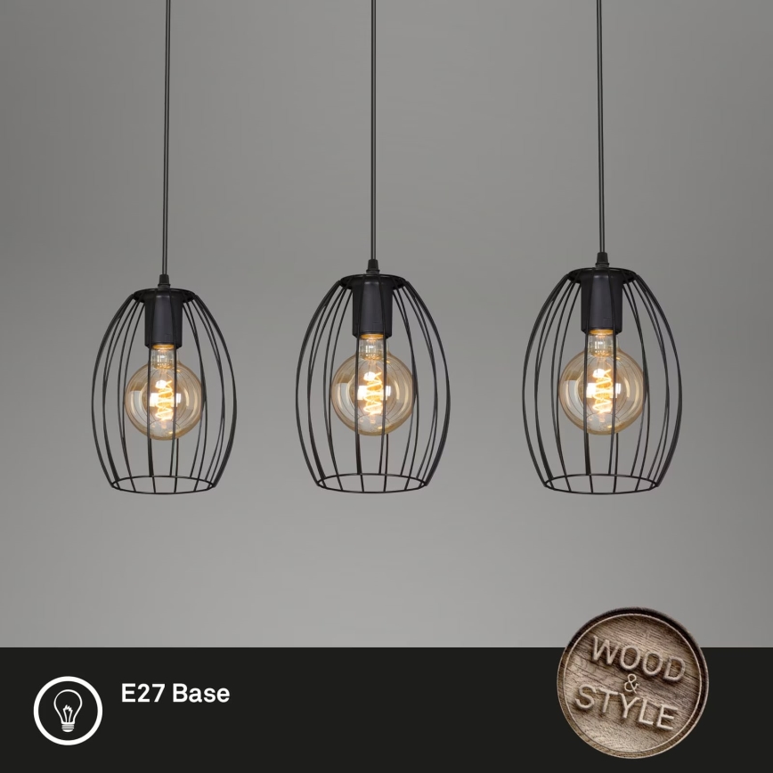 Brilo - Lestenec na vrvici WAKTU 3xE27/60W/230V kavčukovec