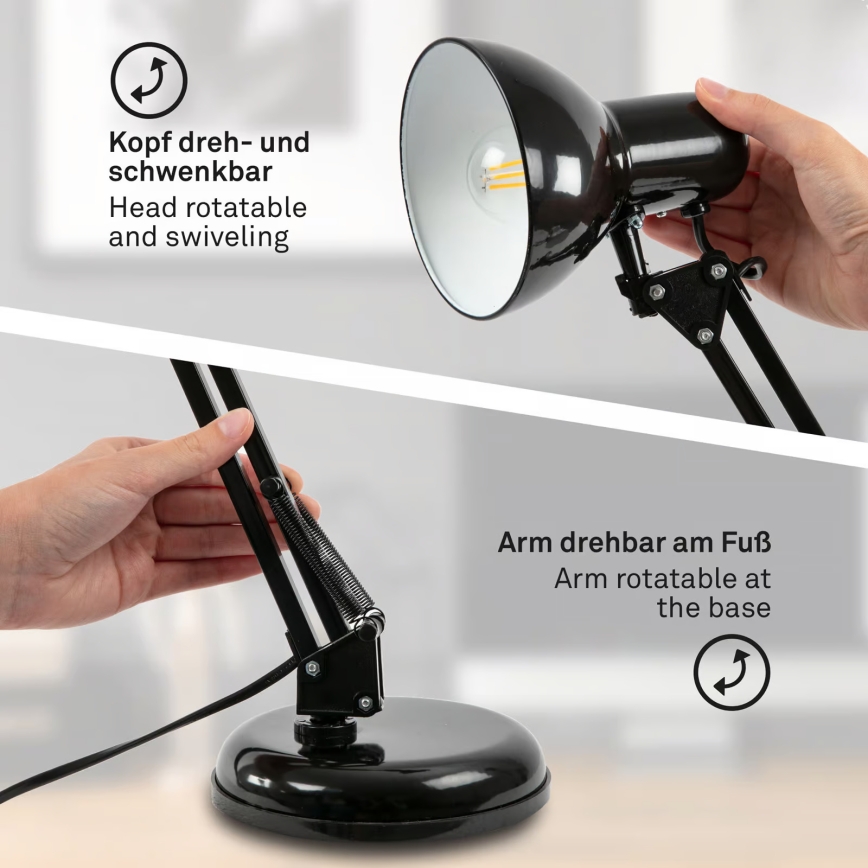 Brilo - Namizna svetilka PIXA 1xE14/25W/230V črna