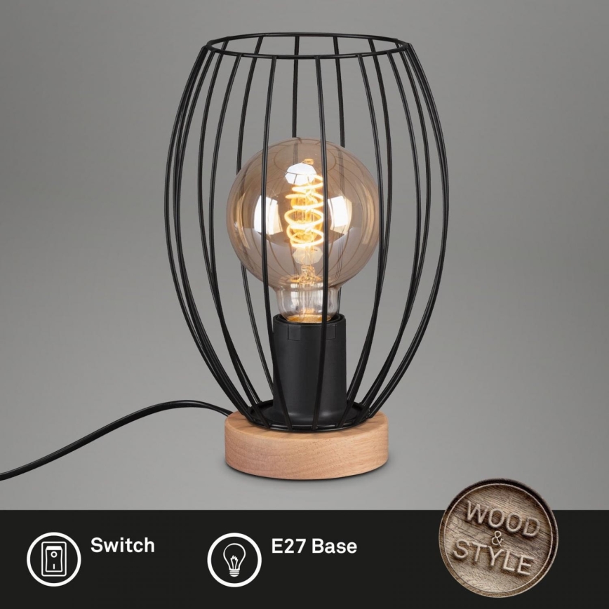Brilo - Namizna svetilka WAKTU 1xE27/25W/230V kavčukovec