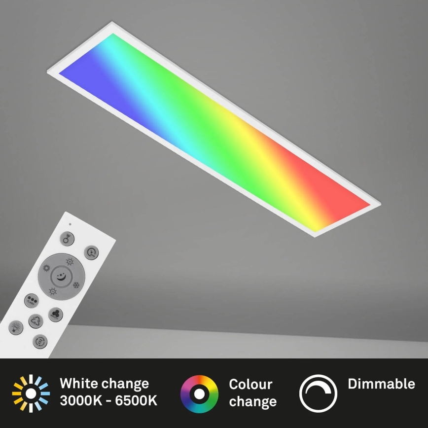 Brilo - RGBW Stropna svetilka z možnostjo zatemnitve SLIM LED/24W/230V 3000-6500K 100x25 cm + Daljinski upravljalnik