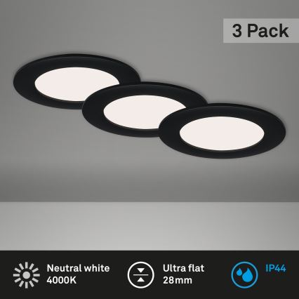 Brilo - SET 3x LED Kopalniška vgradna svetilka FLAT LED/7W/230V IP44