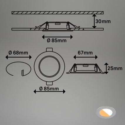 Brilo - SET 3x LED Kopalniška vgradna svetilka LED/4W/230V IP44 3000/4000K srebrna