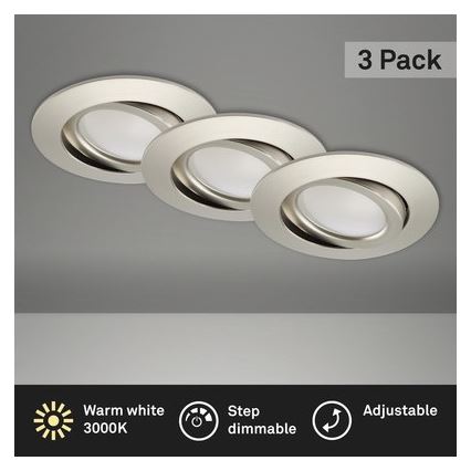 Brilo - SET 3x LED Zatemnitvena kopalniška vgradna svetilka LED/5W/230V IP23 mat krom