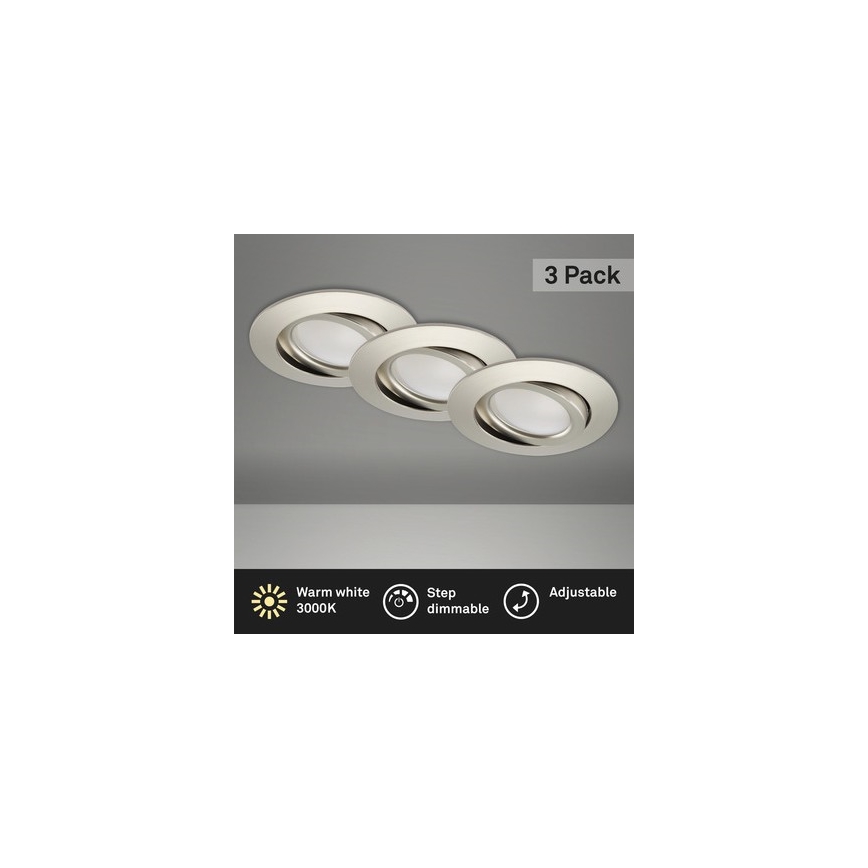 Brilo - SET 3x LED Zatemnitvena kopalniška vgradna svetilka LED/5W/230V IP23 mat krom
