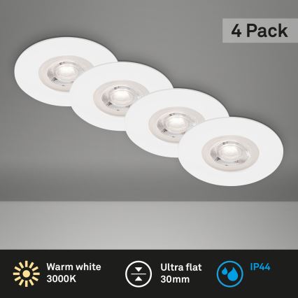 Brilo - SET 4x LED Kopalniška vgradna svetilka LED/4,9W/230V IP44 bela