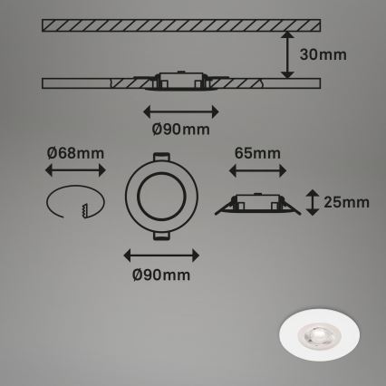 Brilo - SET 4x LED Kopalniška vgradna svetilka LED/4,9W/230V IP44 bela