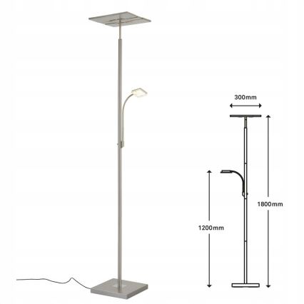 Briloner 1328-022 - Zatemnitvena talna LED svetilka LED/21W/230V + LED/3,5W matni krom