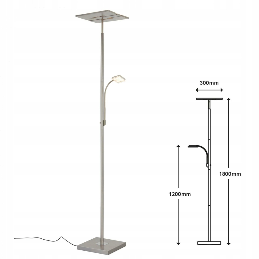 Briloner 1328-022 - Zatemnitvena talna LED svetilka LED/21W/230V + LED/3,5W matni krom