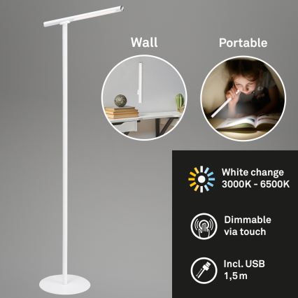 Briloner 1384-016 - LED Zatemnitvena na dotik talna svetilka 2v1 EVERYWHERE LED/2,3W/5V 2000 mAh