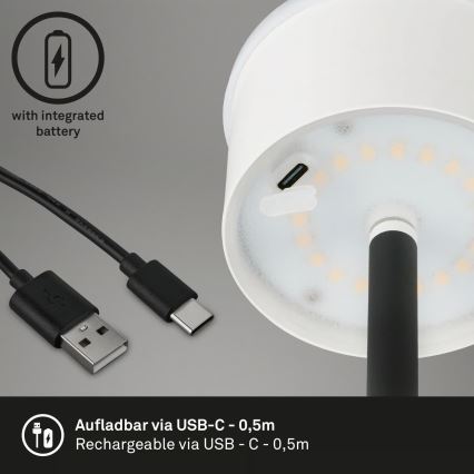 Briloner 1438015 - LED stoječa svetilka KIKI z nastavitvijo zatemnitve LED/4,3W/5V IP44 2600 mAh črna