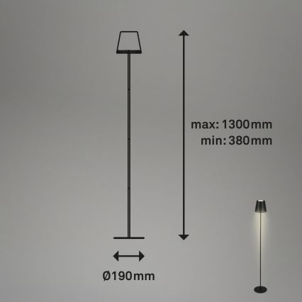Briloner 1438015 - LED stoječa svetilka KIKI z nastavitvijo zatemnitve LED/4,3W/5V IP44 2600 mAh črna