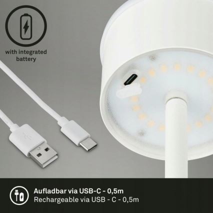 Briloner 1438016 - LED Zatemnitvena talna svetilka na dotik LED/3,5W/5V 3000K 130 cm bela