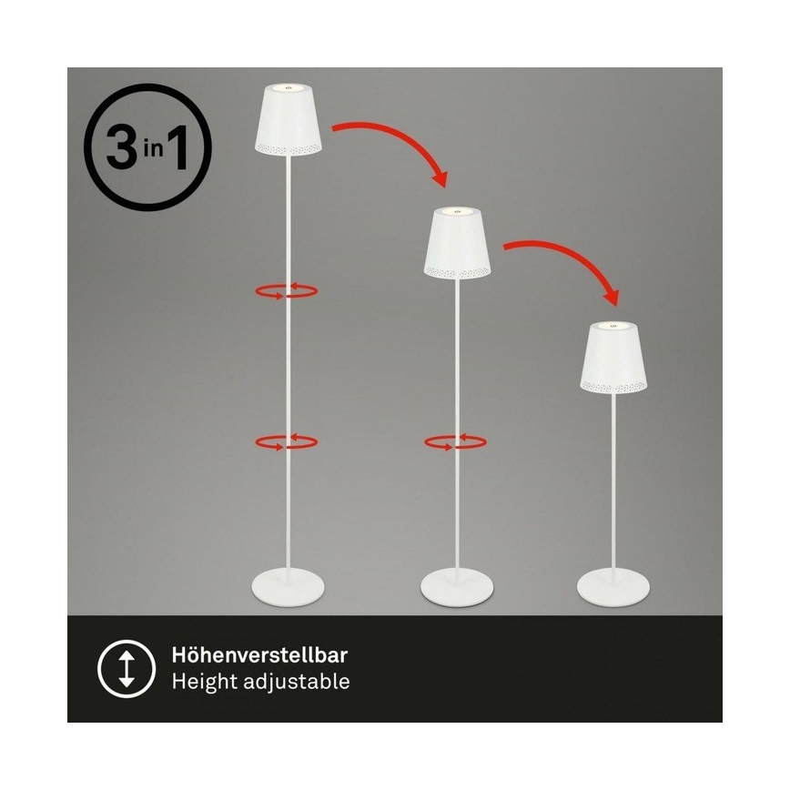 Briloner 1438016 - LED Zatemnitvena talna svetilka na dotik LED/3,5W/5V 3000K 130 cm bela