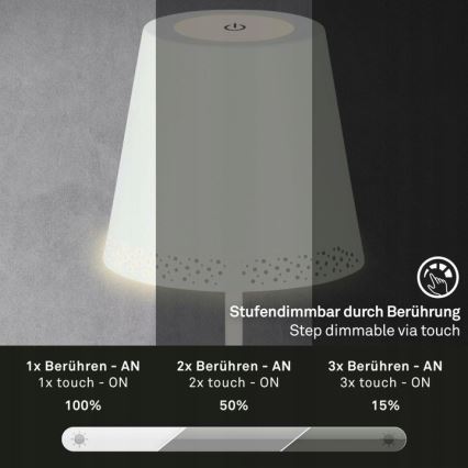 Briloner 1438016 - LED Zatemnitvena talna svetilka na dotik LED/3,5W/5V 3000K 130 cm bela