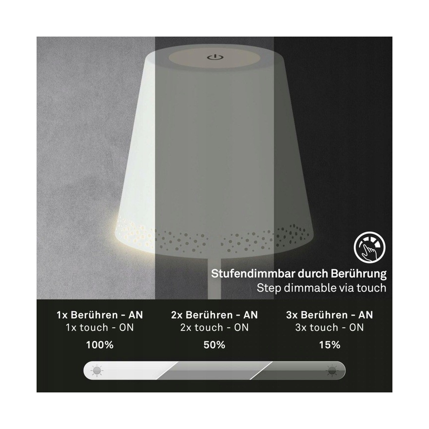 Briloner 1438016 - LED Zatemnitvena talna svetilka na dotik LED/3,5W/5V 3000K 130 cm bela