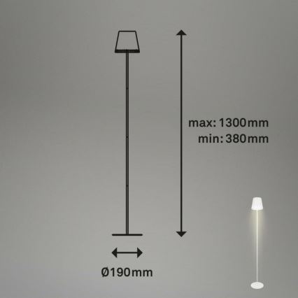 Briloner 1438016 - LED Zatemnitvena talna svetilka na dotik LED/3,5W/5V 3000K 130 cm bela