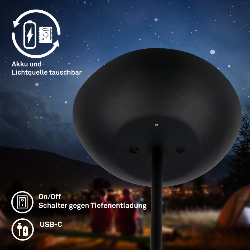 Briloner 1500015 - zatemnjevalna stoječa LED svetilka ESTATE LED/8W/5V 4000 mAh črna