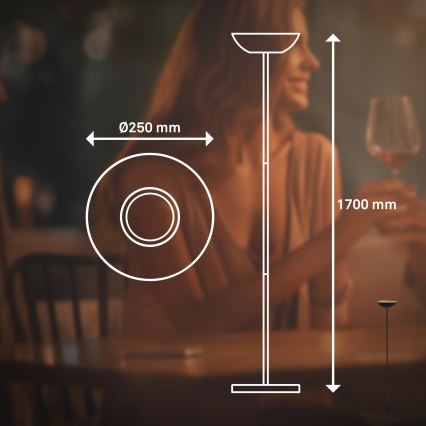 Briloner 1500015 - zatemnjevalna stoječa LED svetilka ESTATE LED/8W/5V 4000 mAh črna