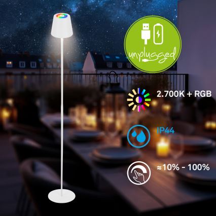 Briloner 1507016 - zatemnjevalna LED stoječa svetilka KIKI, LED/4,3W/5V, IP44, 2600 mAh, bela