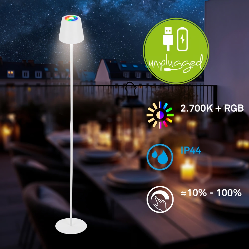 Briloner 1507016 - zatemnjevalna LED stoječa svetilka KIKI, LED/4,3W/5V, IP44, 2600 mAh, bela