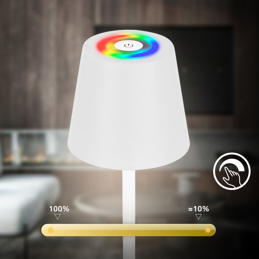 Briloner 1507016 - zatemnjevalna LED stoječa svetilka KIKI, LED/4,3W/5V, IP44, 2600 mAh, bela