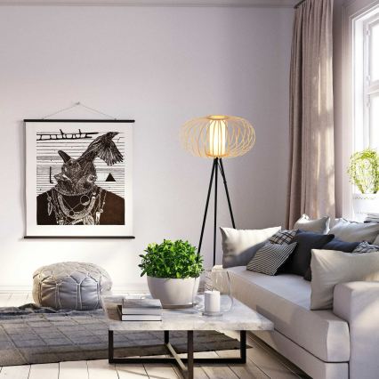 Briloner 1759011 - Stojna svetilka 1xE27/10W/230V bambus/črna