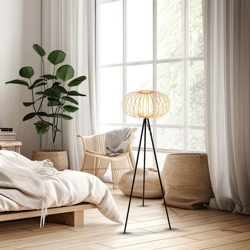 Briloner 1759011 - Stojna svetilka 1xE27/10W/230V bambus/črna