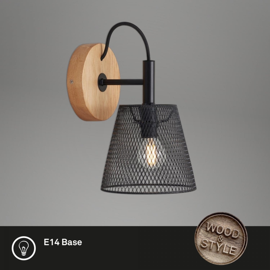 Briloner 2077-015 - Stenska svetilka WOOD & STYLE 1xE14/25W/230V kavčukovec