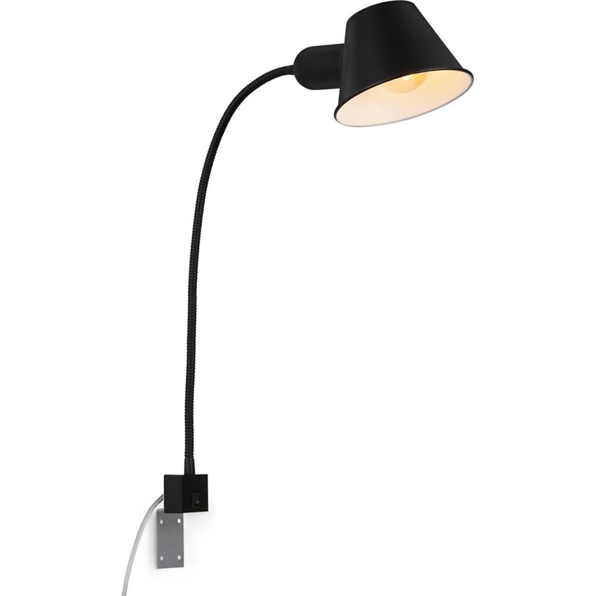 Briloner 2079-015 - Stenska fleksibilna svetilka 1xE27/10W/230V črna
