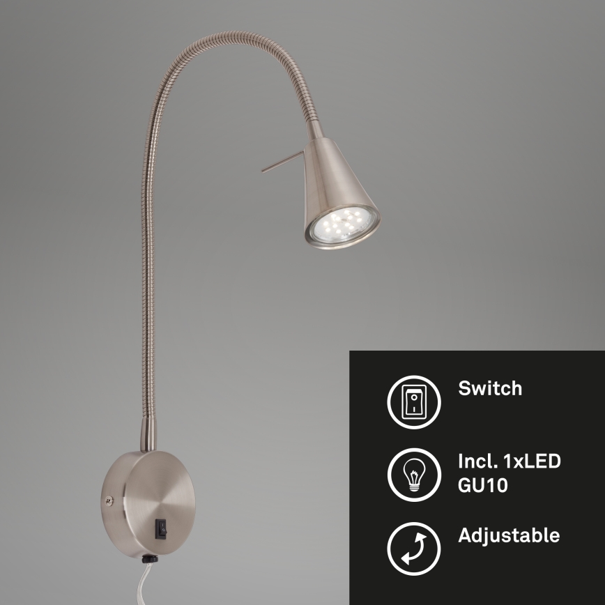 Briloner 2082-012 - Prilagodljiva LED stenska svetilka COMFORT LIGHT 1xGU10/5W/230V mat krom