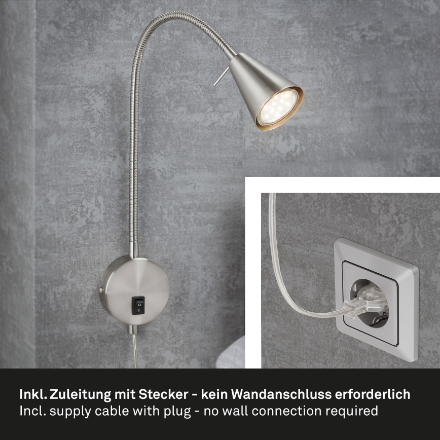 Briloner 2082-012 - Prilagodljiva LED stenska svetilka COMFORT LIGHT 1xGU10/5W/230V mat krom