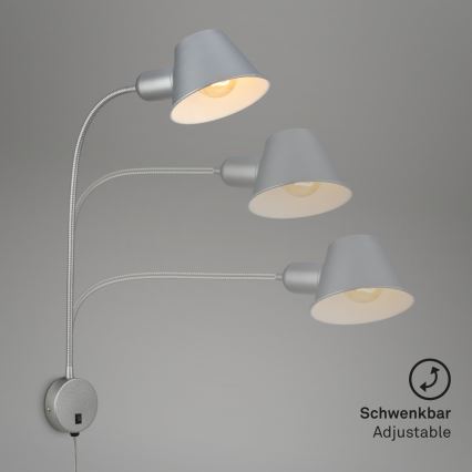 Briloner 2089-014 - Nastavljiva stenska svetilka BRELLO 1xE27/10W/230V mat krom