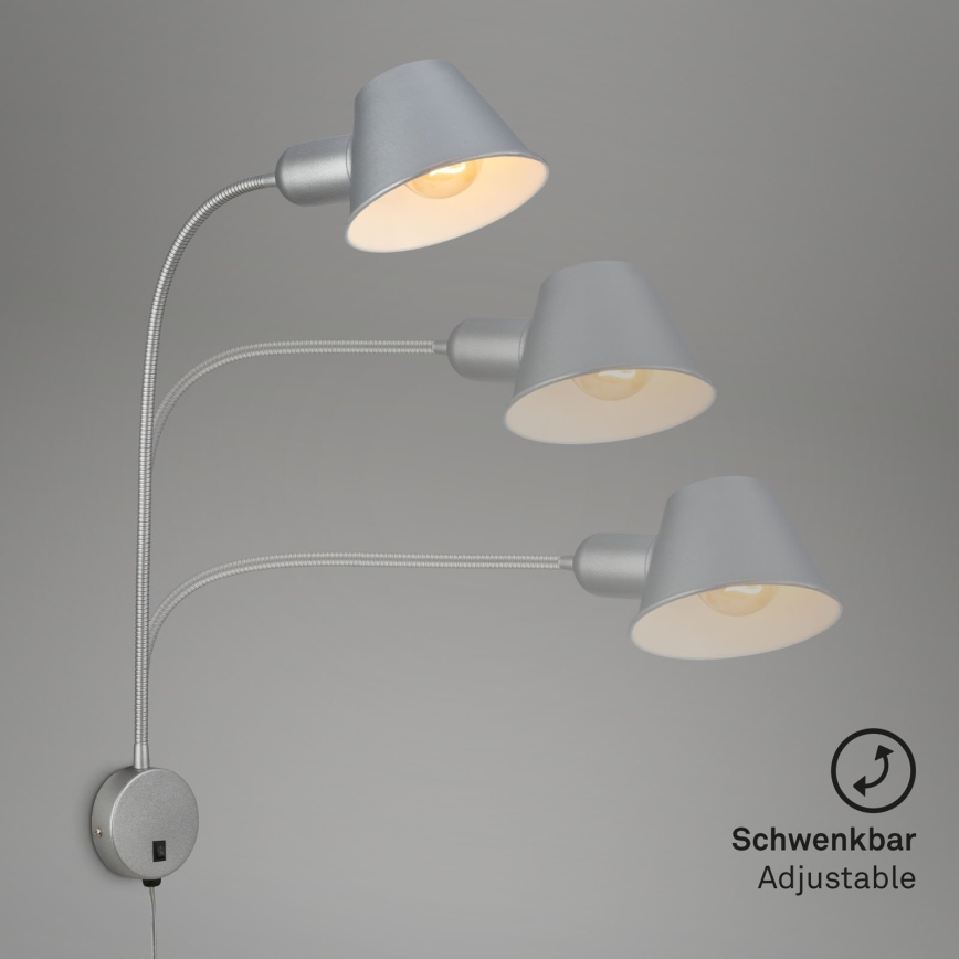 Briloner 2089-014 - Nastavljiva stenska svetilka BRELLO 1xE27/10W/230V mat krom